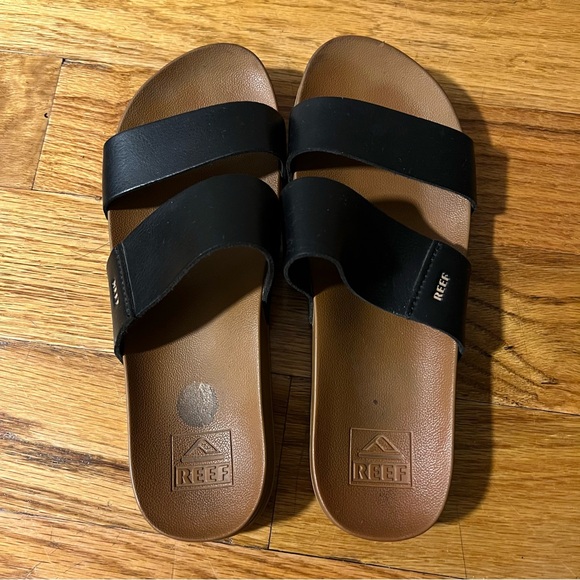 Reef Shoes - Reef Dual Strap Black and Brown Slides Size 7